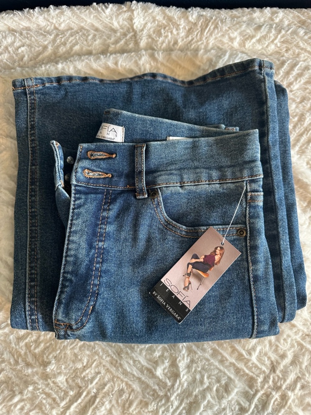 sofia by sofia vergara Mid-Rise Flare Jeans - Blue Wash - Picture 2 of 3